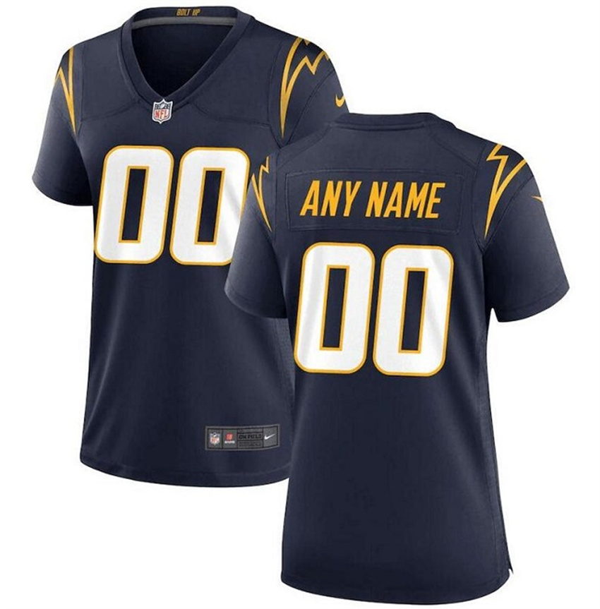 Women's Navy Los Angeles Chargers ACTIVE PLAYER Custom Stitched Jersey(Run Small)